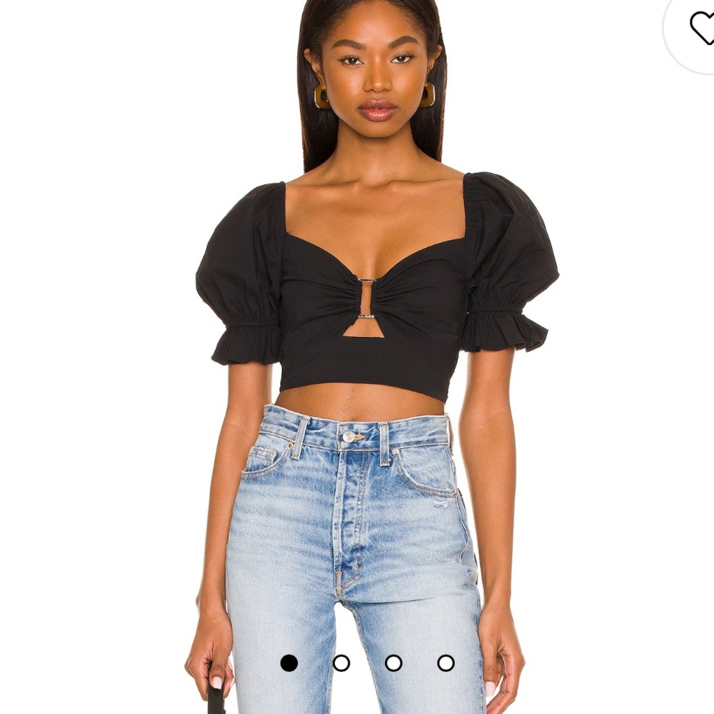 Revolve More To Come XS Elizabeth Black Puff Sleeve Top
